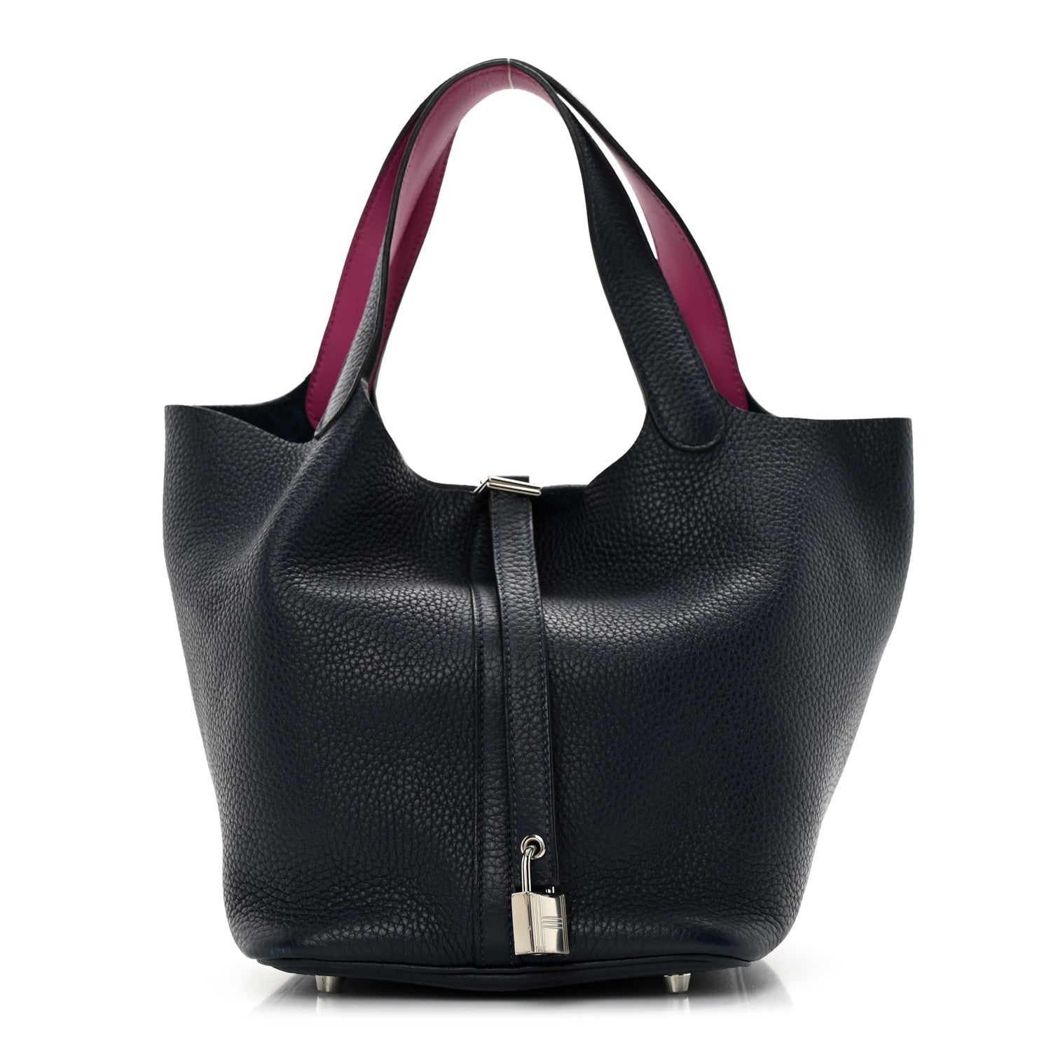 Hermes Taurillon Clemence Swift Eclat Picotin Lock 22 MM Bleu Nuit Rose Pourpre 1 of 10