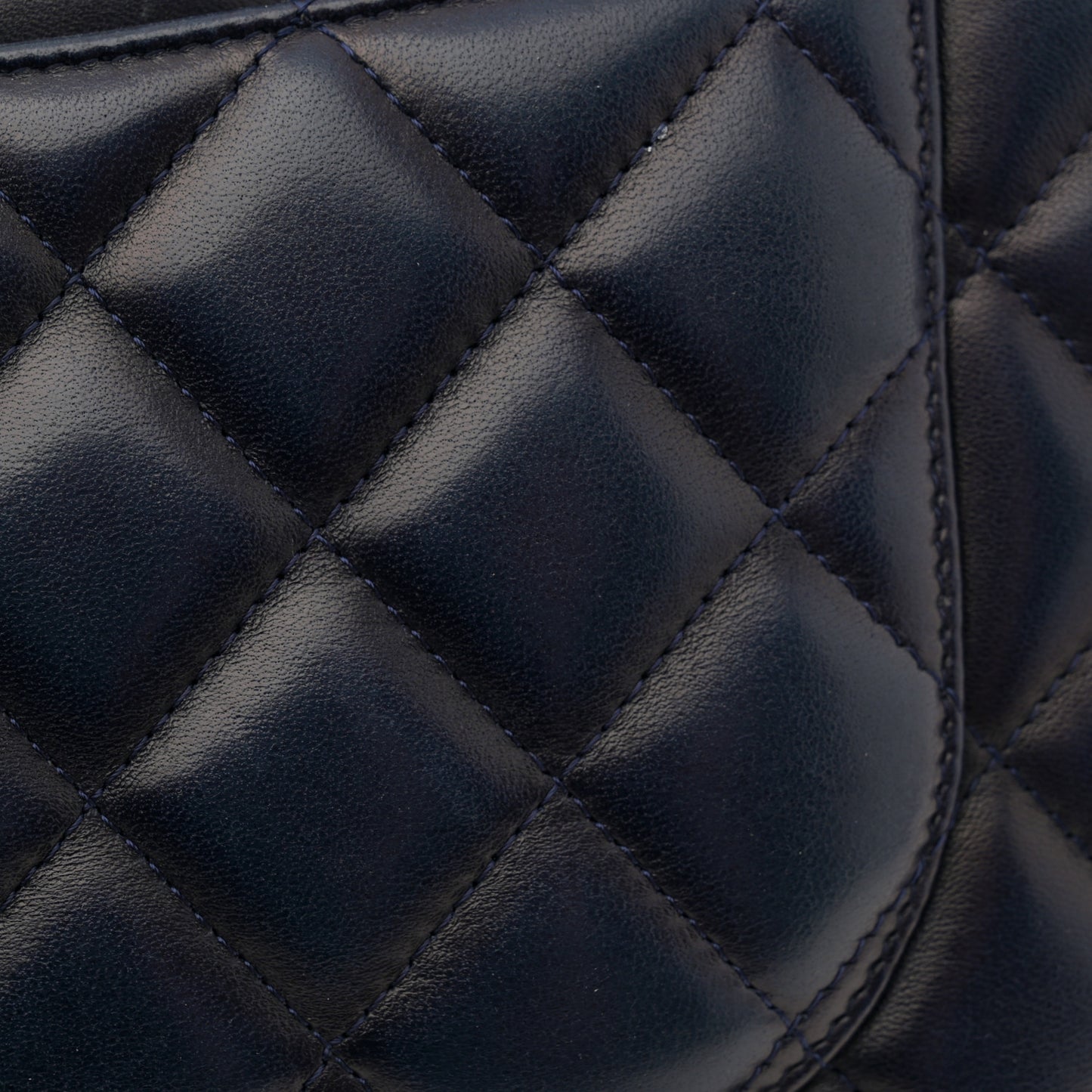 Lambskin Quilted Jumbo Double Flap Navy