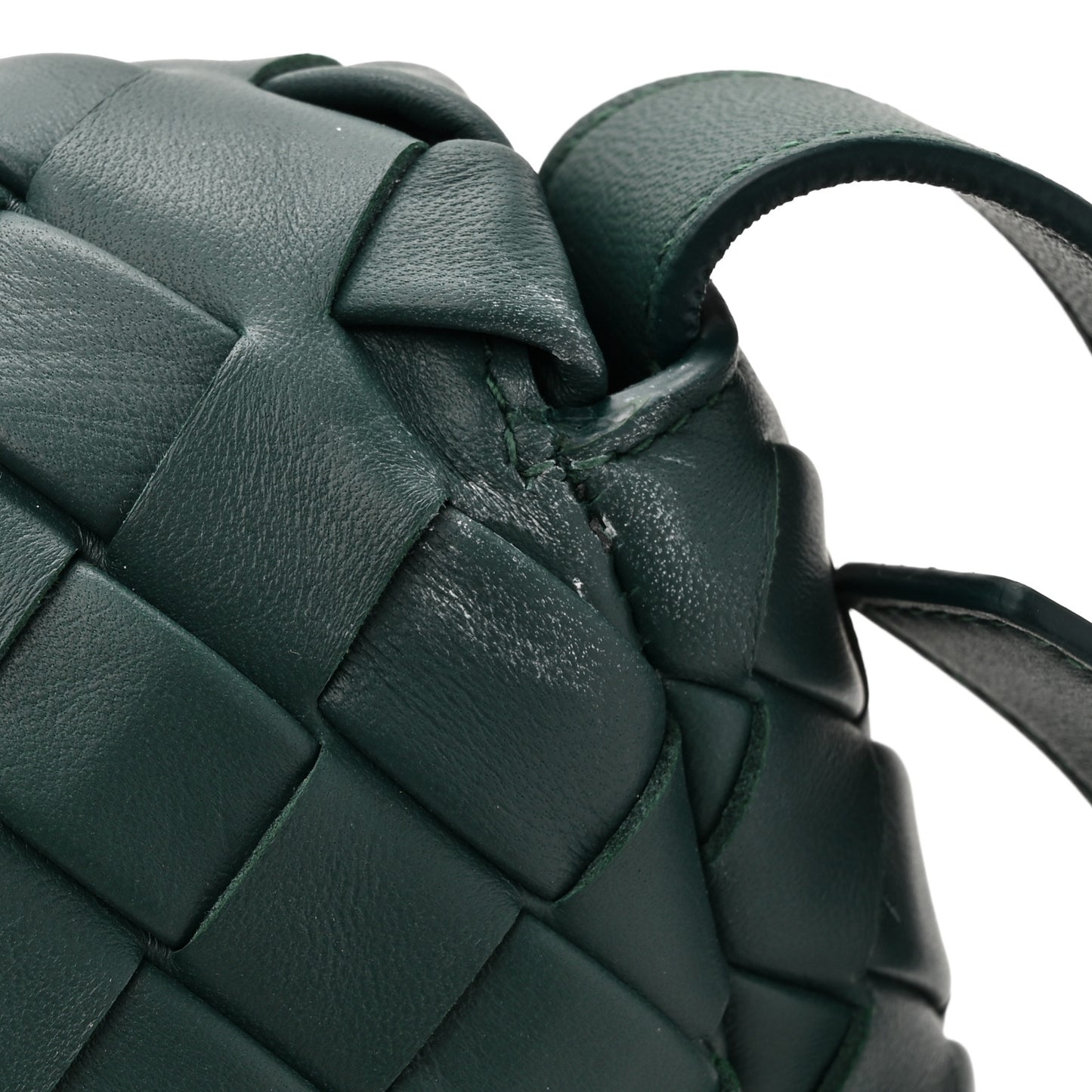 Nappa Intrecciato Small Cobble Messenger Bag Emerald Green