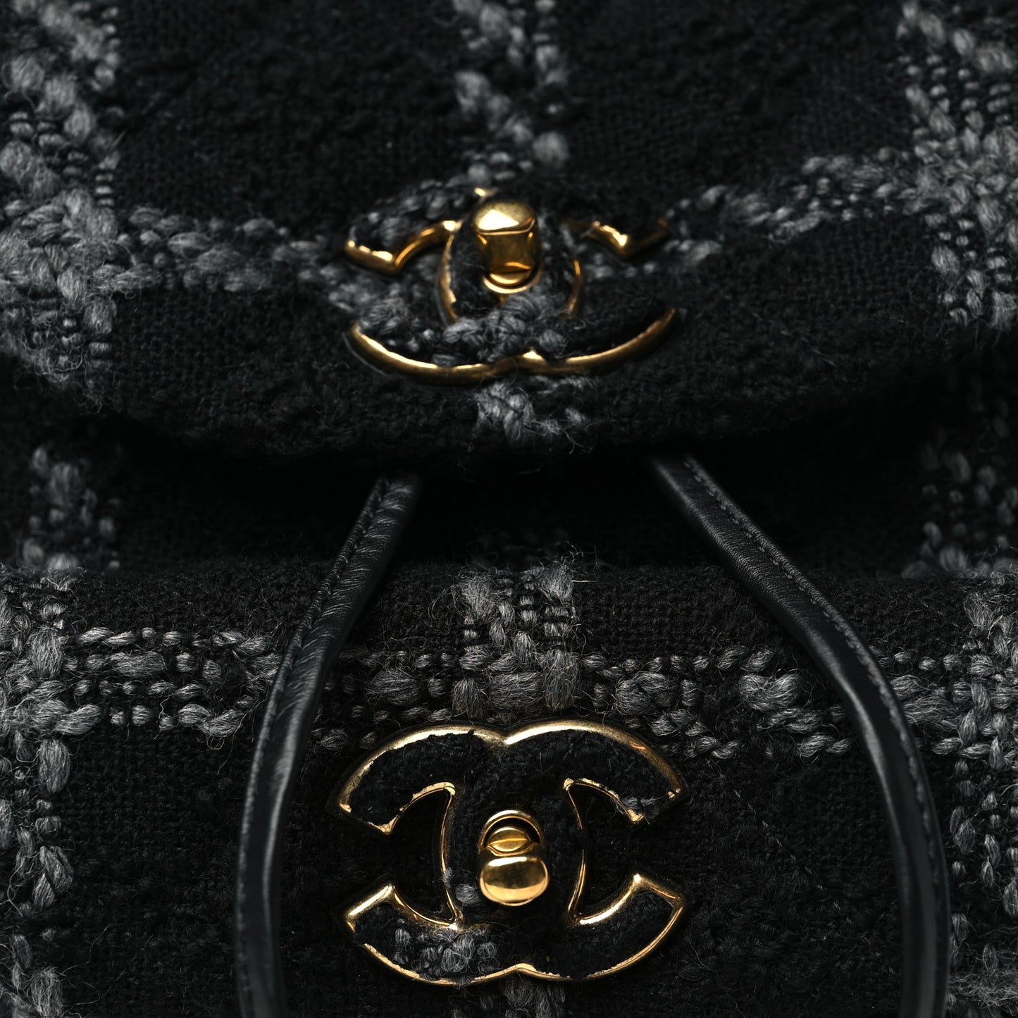 Wool Tweed Elegant Backpack Black Grey