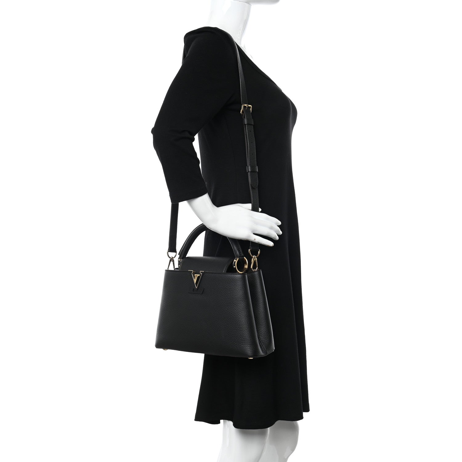 Louis Vuitton Taurillon Capucines BB Black 2 of 9