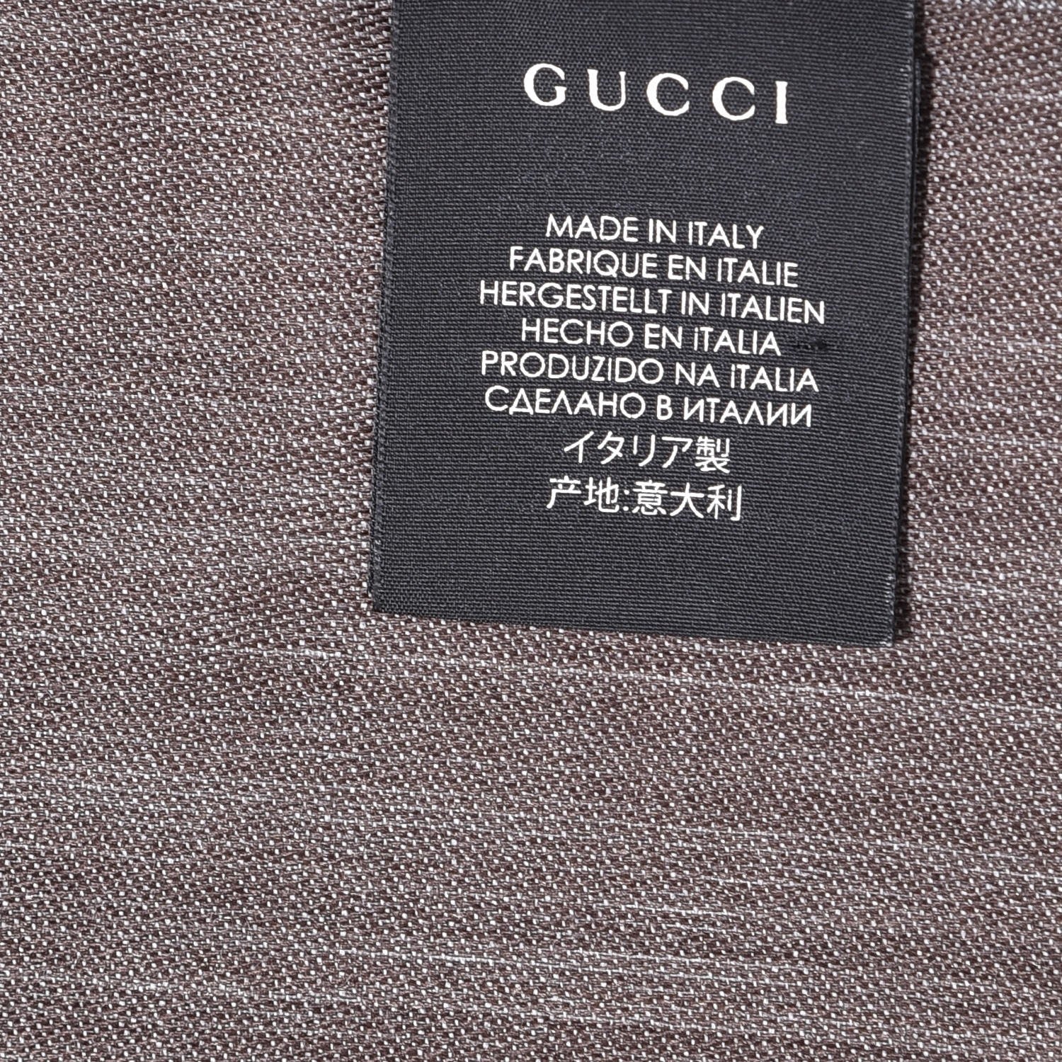 Gucci Wool Silk Monogram Fringe Scarf Graphite 4 of 5