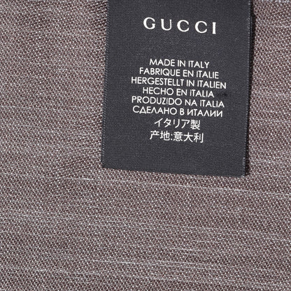 Gucci Wool Silk Monogram Fringe Scarf Graphite 4 of 5