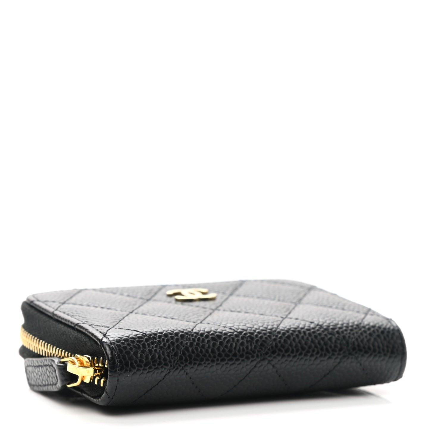 Caviar Quilted Classic Zipped Coin Purse Black