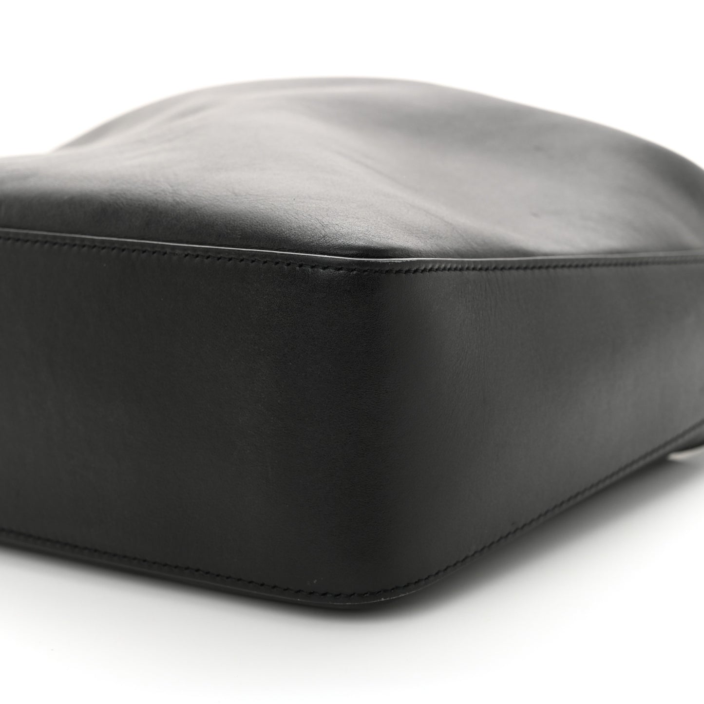 Smooth Calfskin Medium Moon Cut Out Shoulder Bag Black