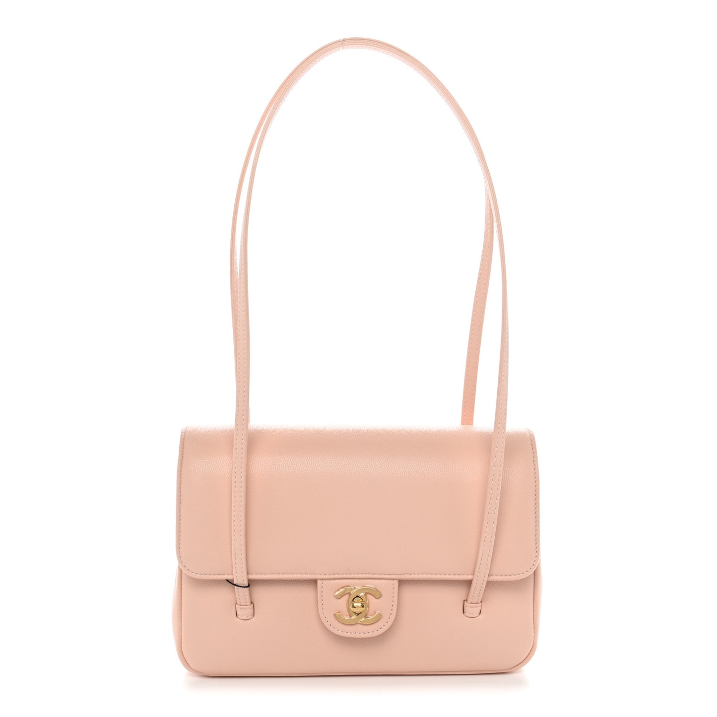 Shiny Caviar Preppy Coco Small Flap Light Pink