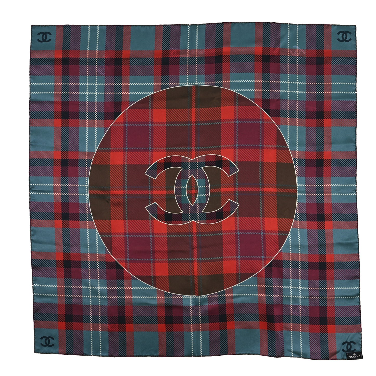 Silk Tartan CC Scarf Green Purple