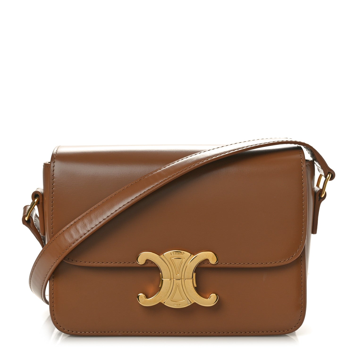 Celine Shiny Calfskin Teen Triomphe Bronze 1 of 9