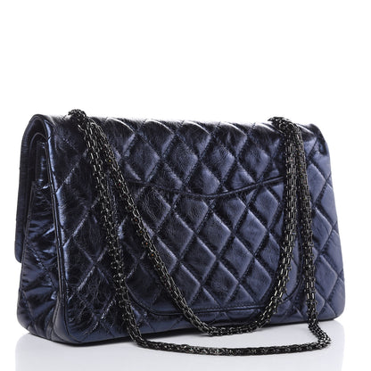 Chanel Metallic Aged Calfskin Quilted 2.55 Reissue 227 Flap Dark Navy Blue 3 of 10