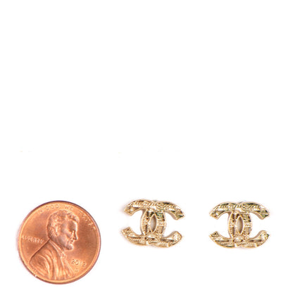 Chanel Tweed Effect CC Earrings Gold 2 of 3