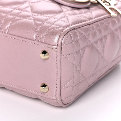 Christian Dior Metallic Lambskin Cannage Mini Lady Dior Lotus 11 of 15