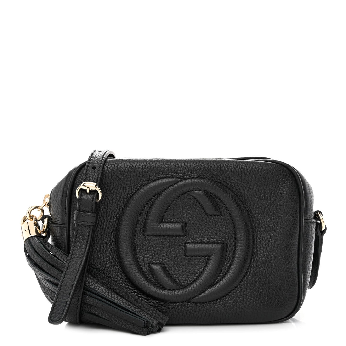 Pebbled Calfskin Small Soho Disco Bag Black