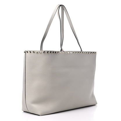 Valentino Garavani Grained Calfskin Rockstud Shoulder Tote Opal Grey 3 of 9