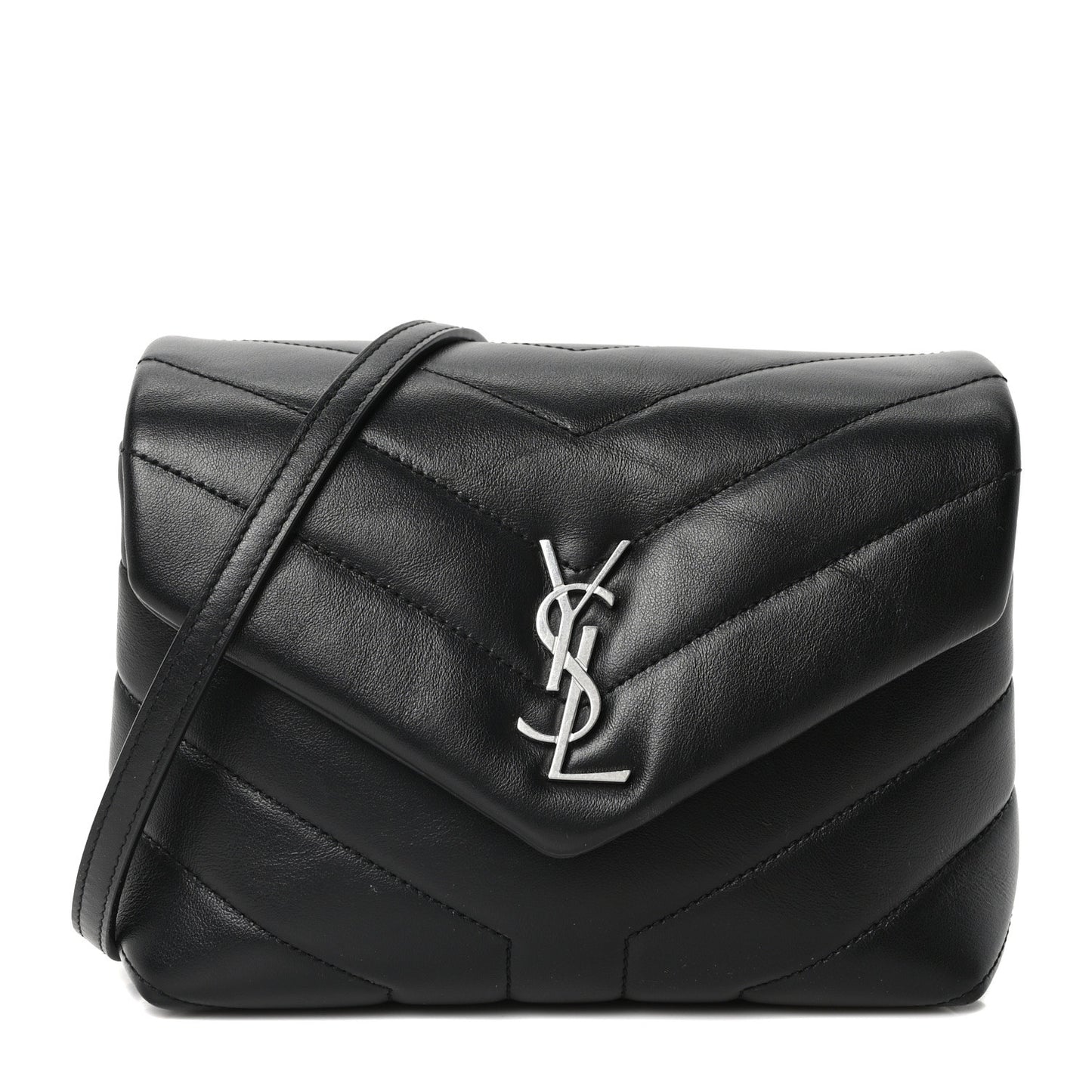 Calfskin Y Quilted Monogram Toy Loulou Crossbody Bag Black