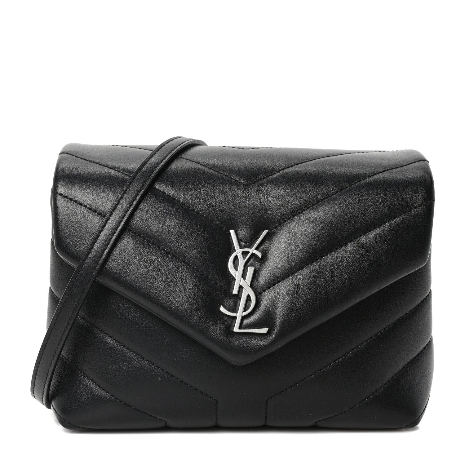 Saint Laurent Calfskin Y Quilted Monogram Toy Loulou Crossbody Bag Black 1 of 10