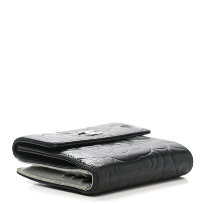 Chanel Lambskin Embossed Camellia French Wallet Black 4 of 16