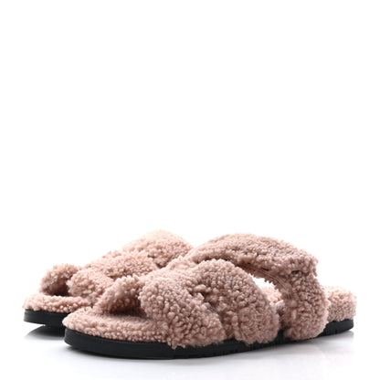 Hermes Woolskin Womens Chypre Sandals 41 Bois De Santal 3 of 8