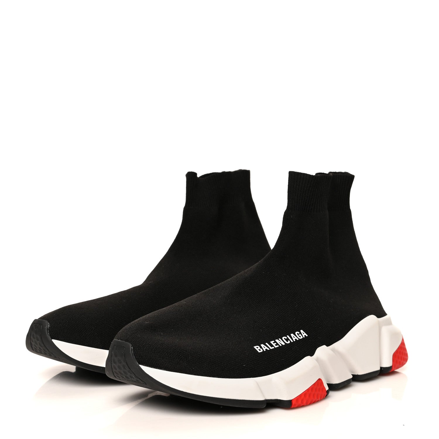 Balenciaga Neoprene Knit Mens Speed Sneakers 39 Black White Red 3 of 8