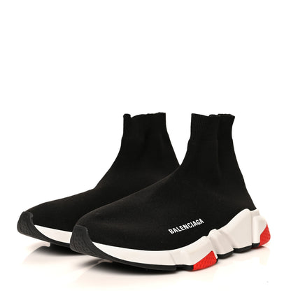 Balenciaga Neoprene Knit Mens Speed Sneakers 39 Black White Red 3 of 8