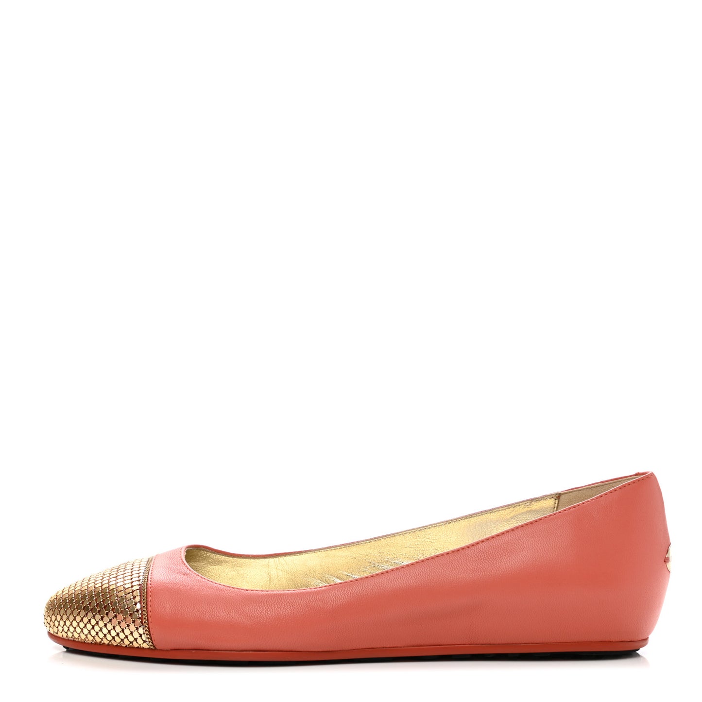 Nappa Metal Mesh Waine Ballet Flats 39 Agate Gold