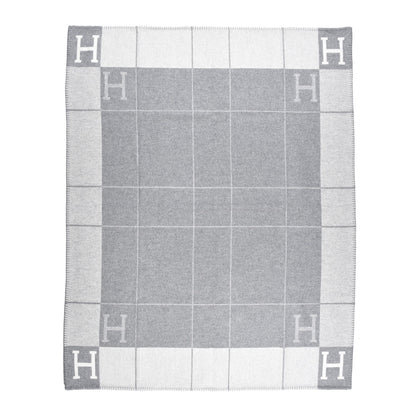 Hermes Wool Cashmere Avalon III Blanket Ecru Gris Clair 1 of 3
