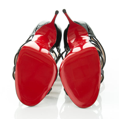 Christian Louboutin Patent Mariniere 100 Cage Sandals 39 Black 5 of 7