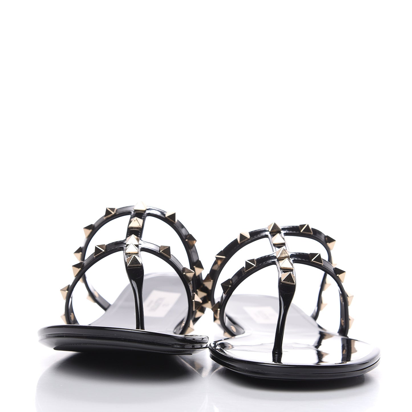 PVC Jelly Rockstud Caged Flat Thong Sandals 41 Black