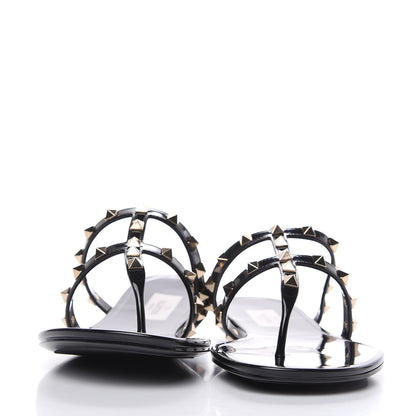 Valentino Garavani PVC Jelly Rockstud Caged Flat Thong Sandals 41 Black 2 of 8