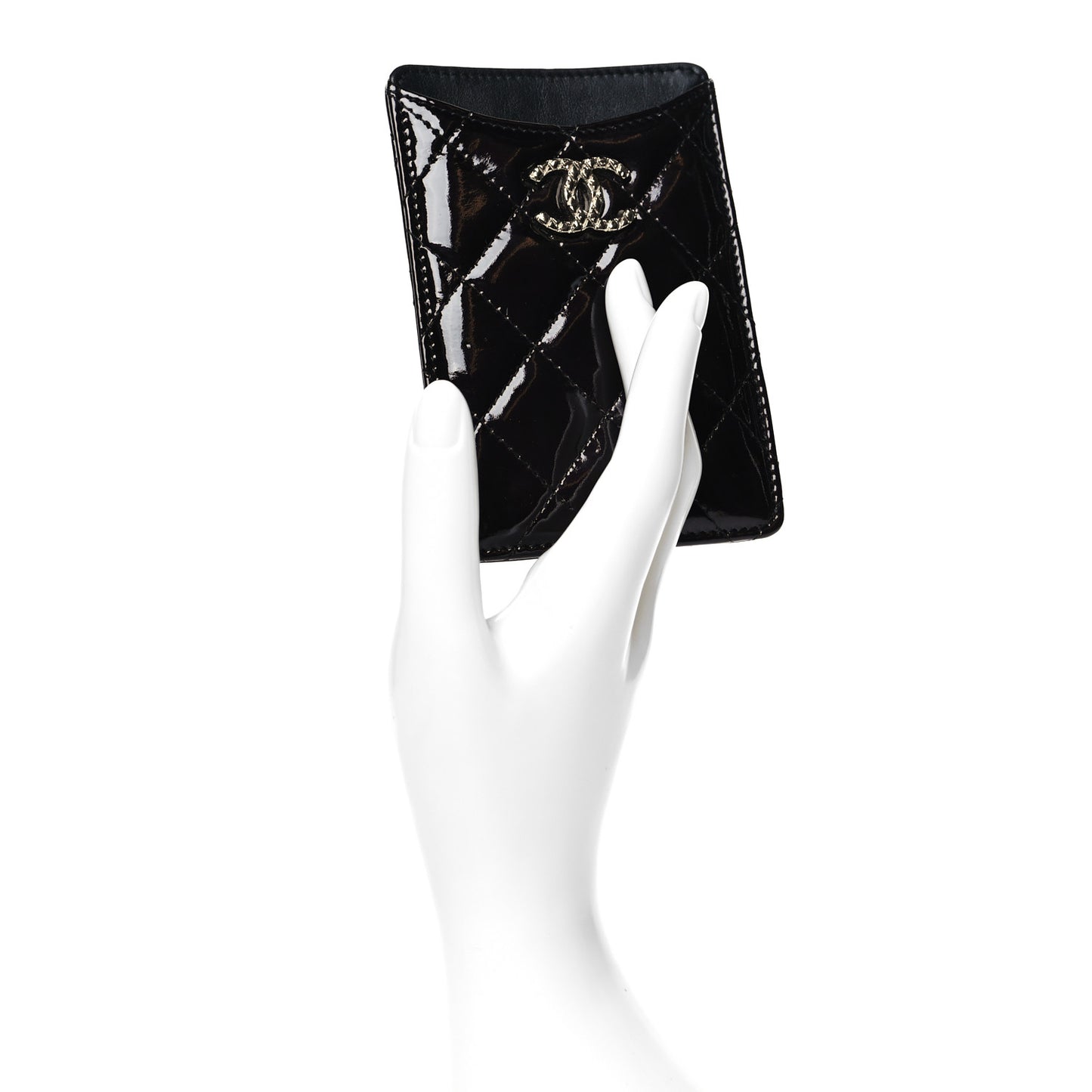 Patent Quilted Brilliant Vertical Card Holder Black