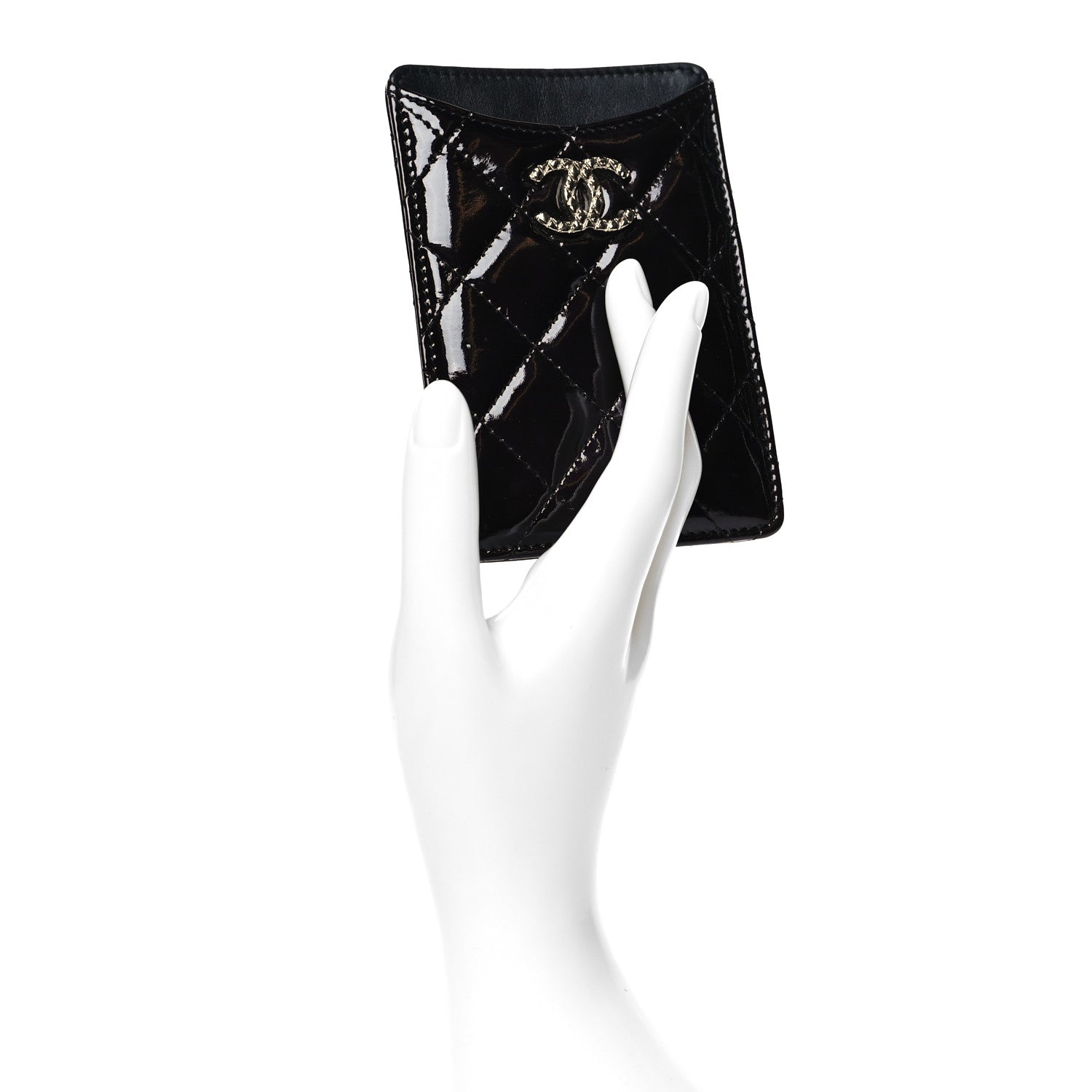 Chanel Patent Quilted Brilliant Vertical Card Holder Black 2 of 10