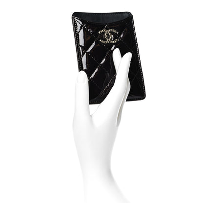 Chanel Patent Quilted Brilliant Vertical Card Holder Black 2 of 10