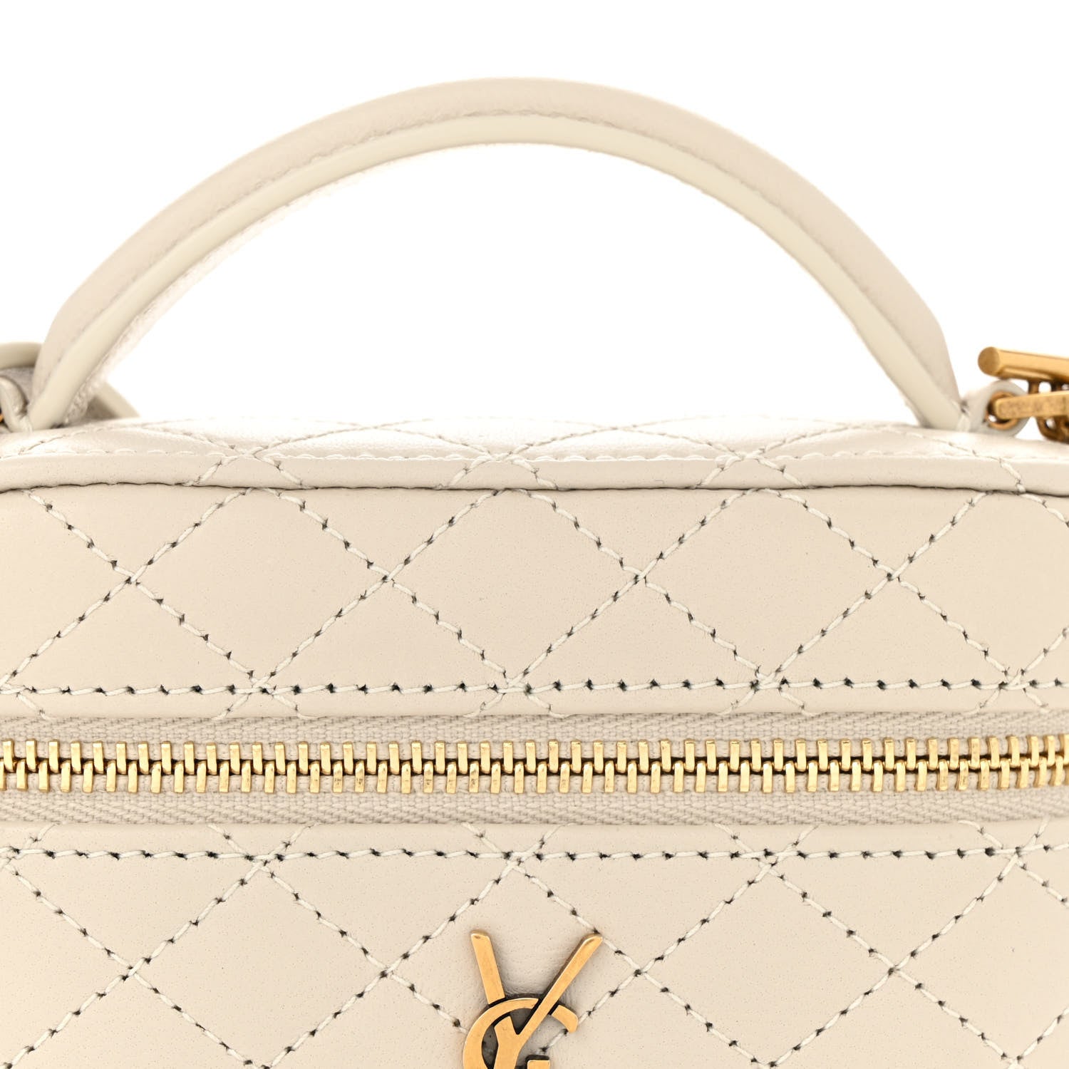 Saint Laurent Lambskin Quilted Micro Gaby Vanity Case Crema Soft 8 of 10