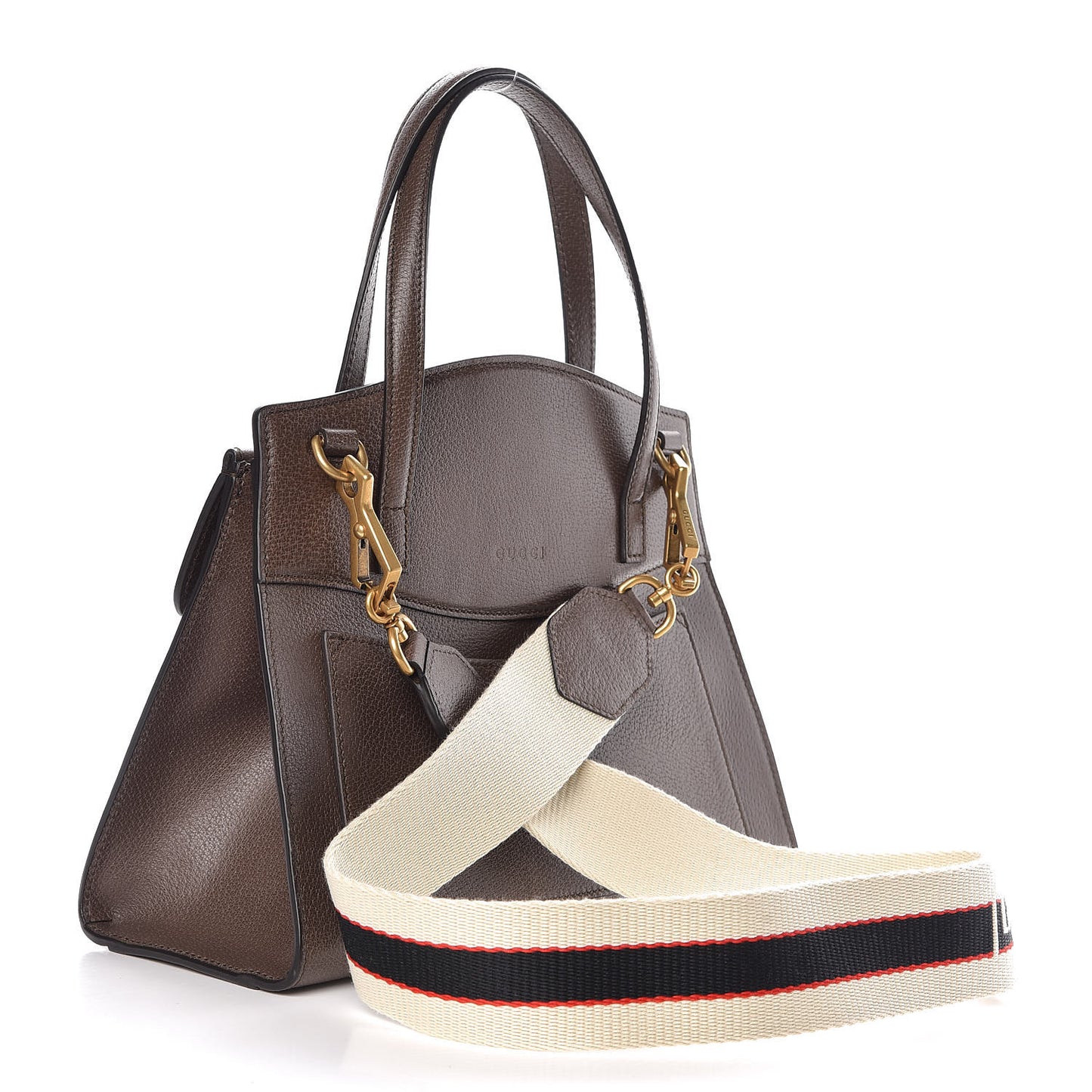 Textured Calfskin Web Crystal Butterfly Stripe Medium Totem Top Handle Bag New Acero