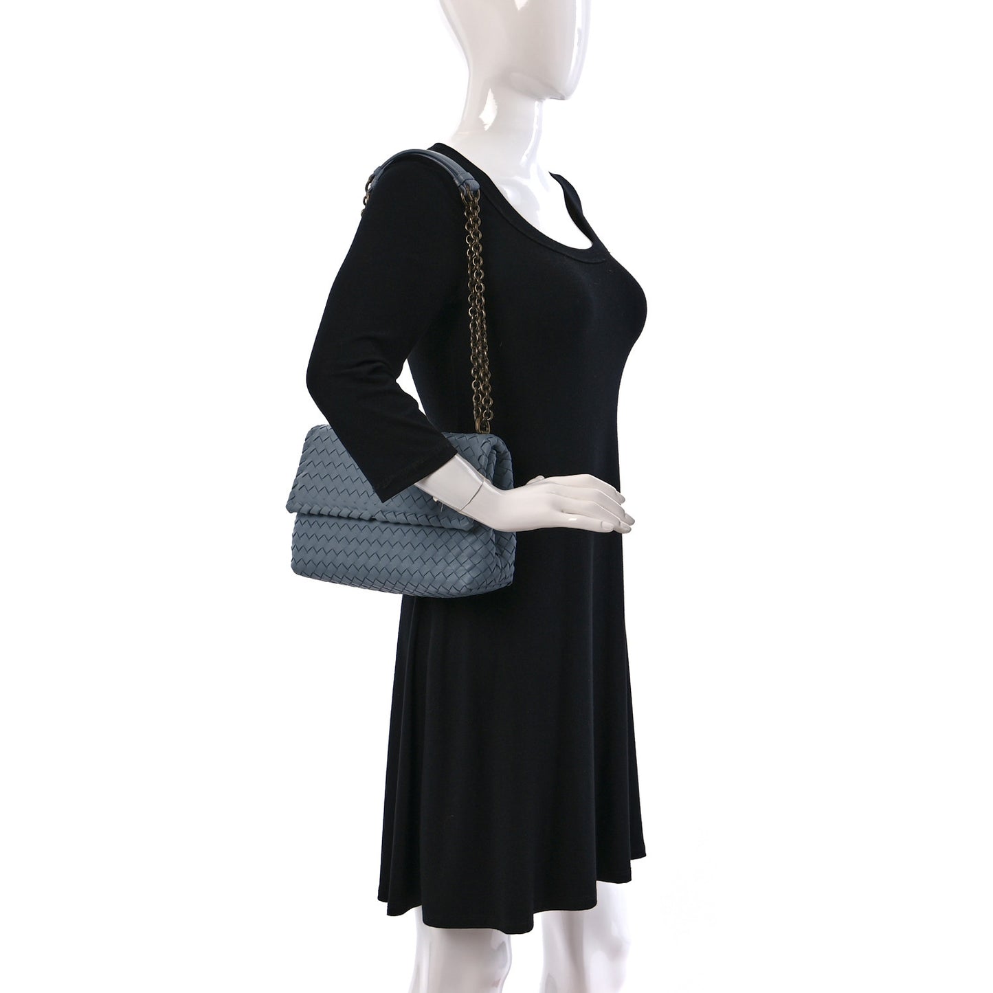Nappa Intrecciato Medium Olimpia Shoulder Bag Light Blue