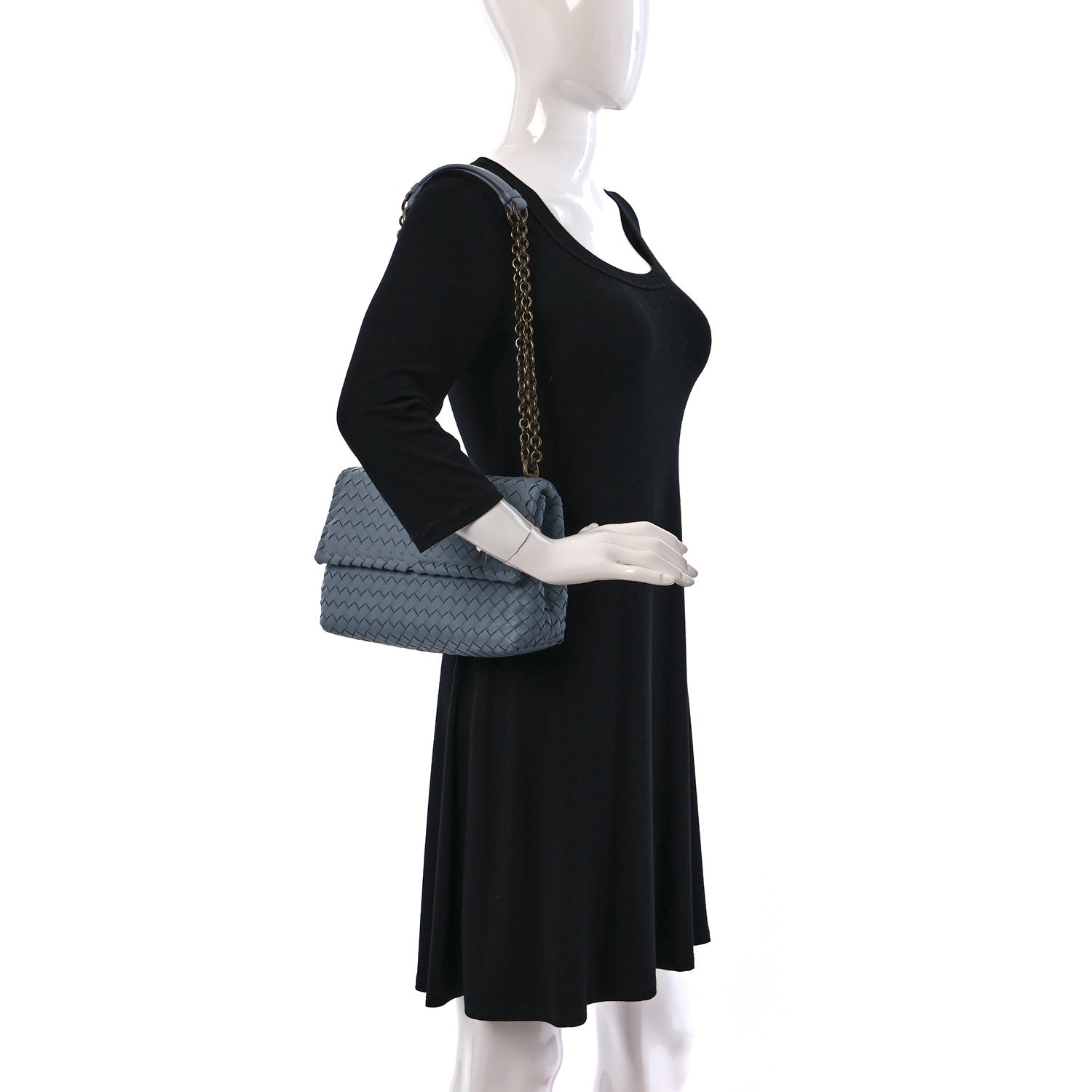 Bottega Veneta Nappa Intrecciato Medium Olimpia Shoulder Bag Light Blue 2 of 8