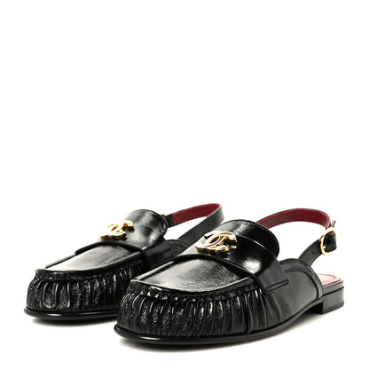 Chanel Crumpled Shiny Lambskin CC Slingback Mocassin 38.5 Black 4 of 11