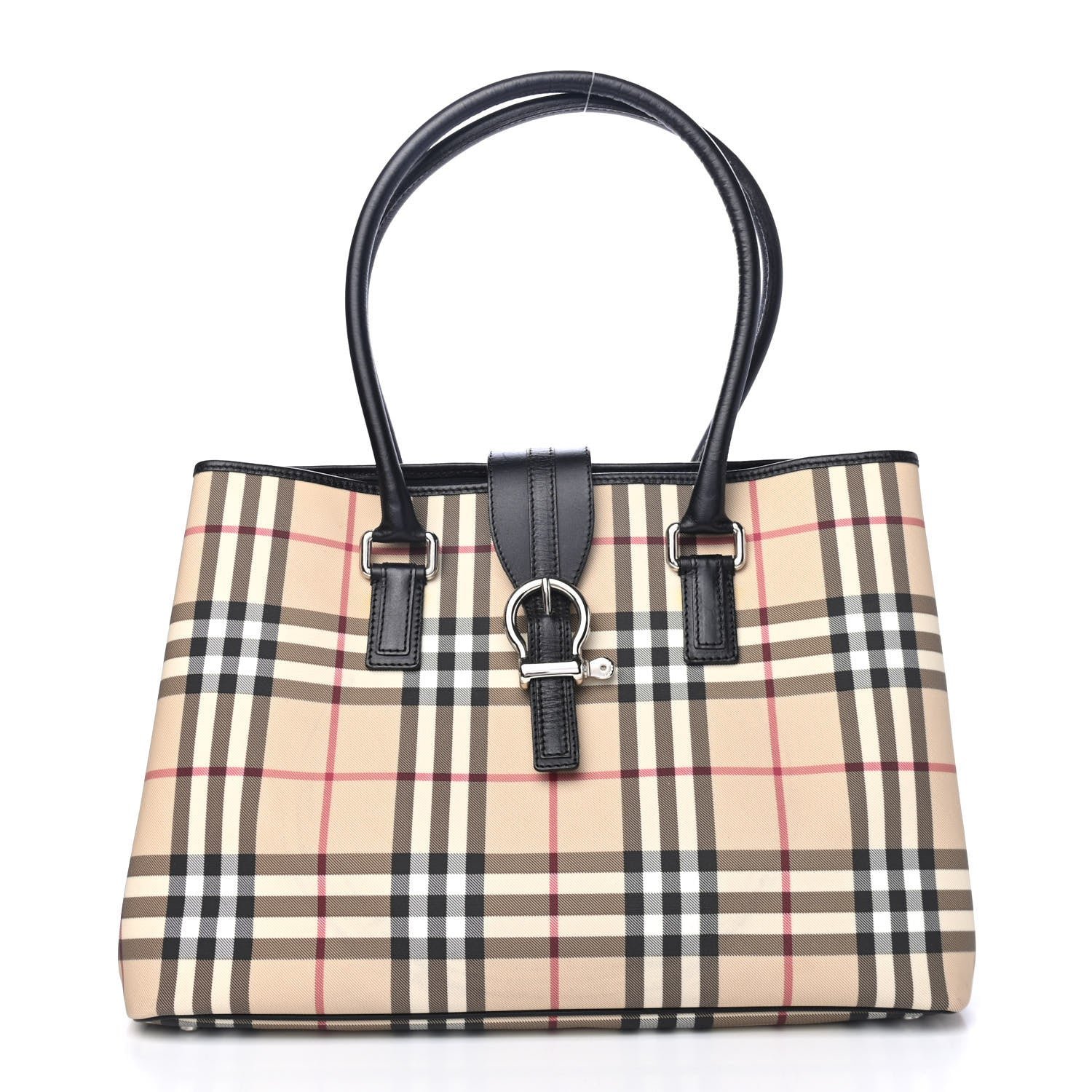 Burberry House Check Large Buckle Tote Black 1 of 4