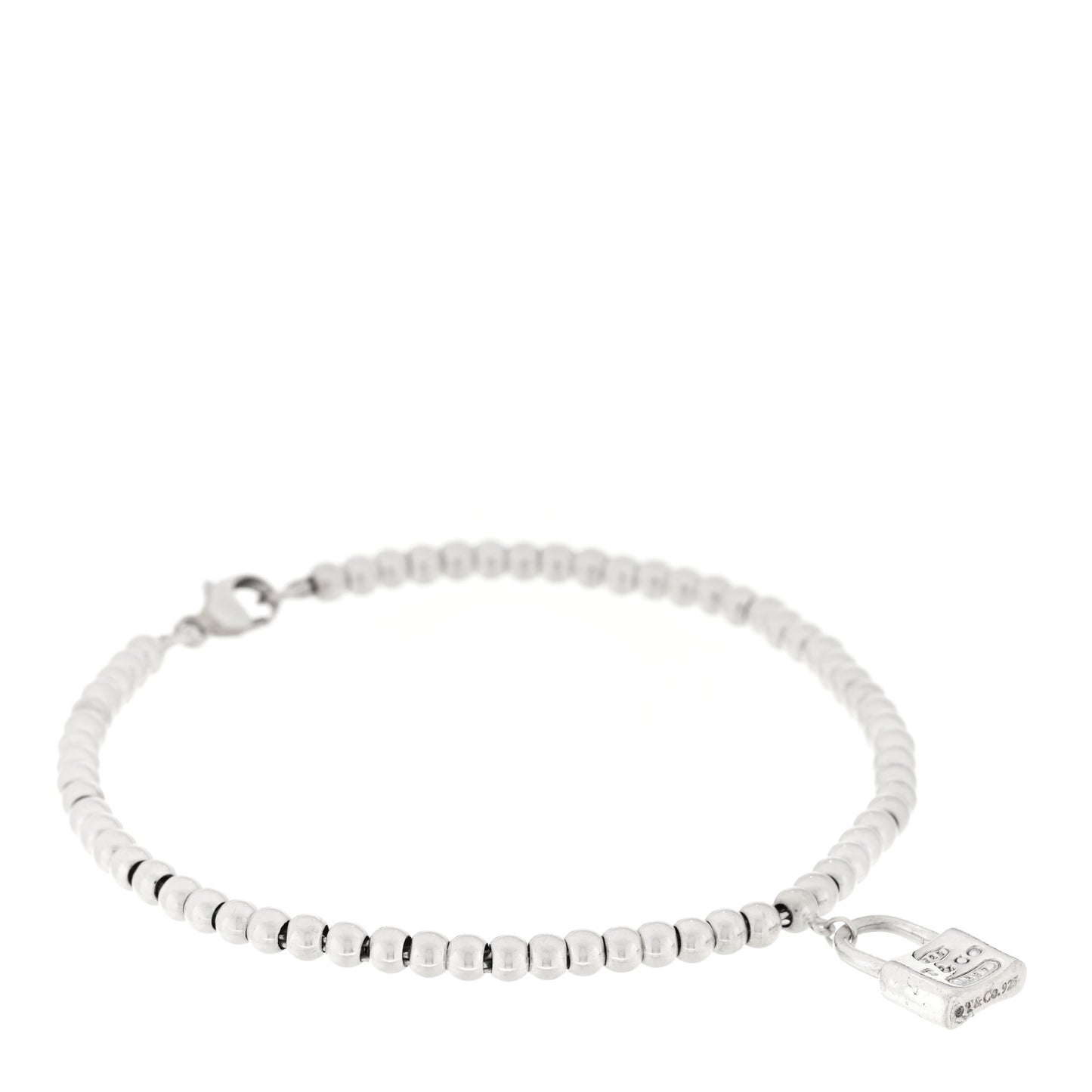 Sterling Silver 1837 Lock Charm Bead Bracelet