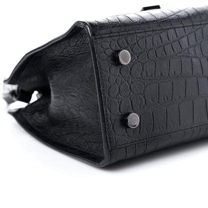 Saint Laurent Calfskin Crocodile Embossed Monogram Baby Cabas Black 7 of 11