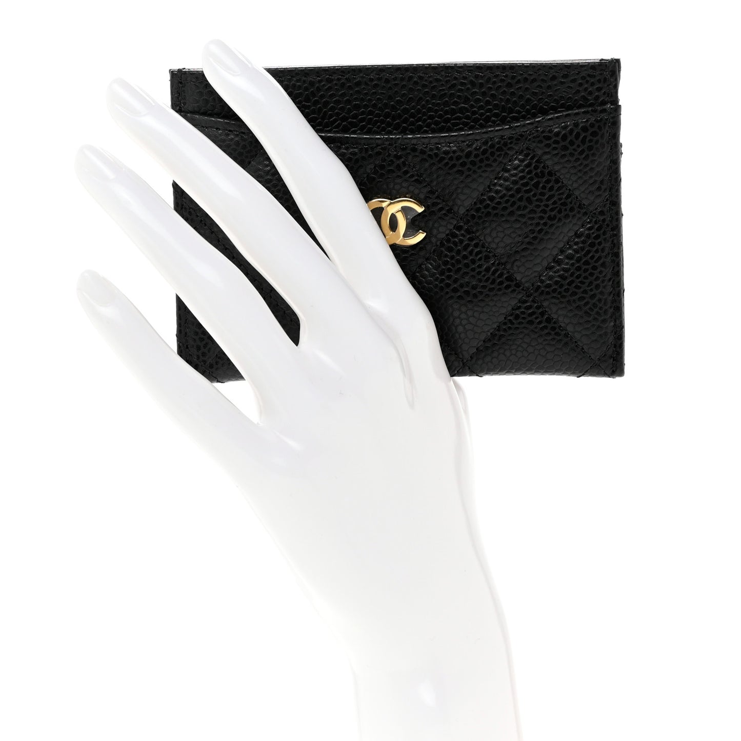 Caviar Quilted Card Holder Black