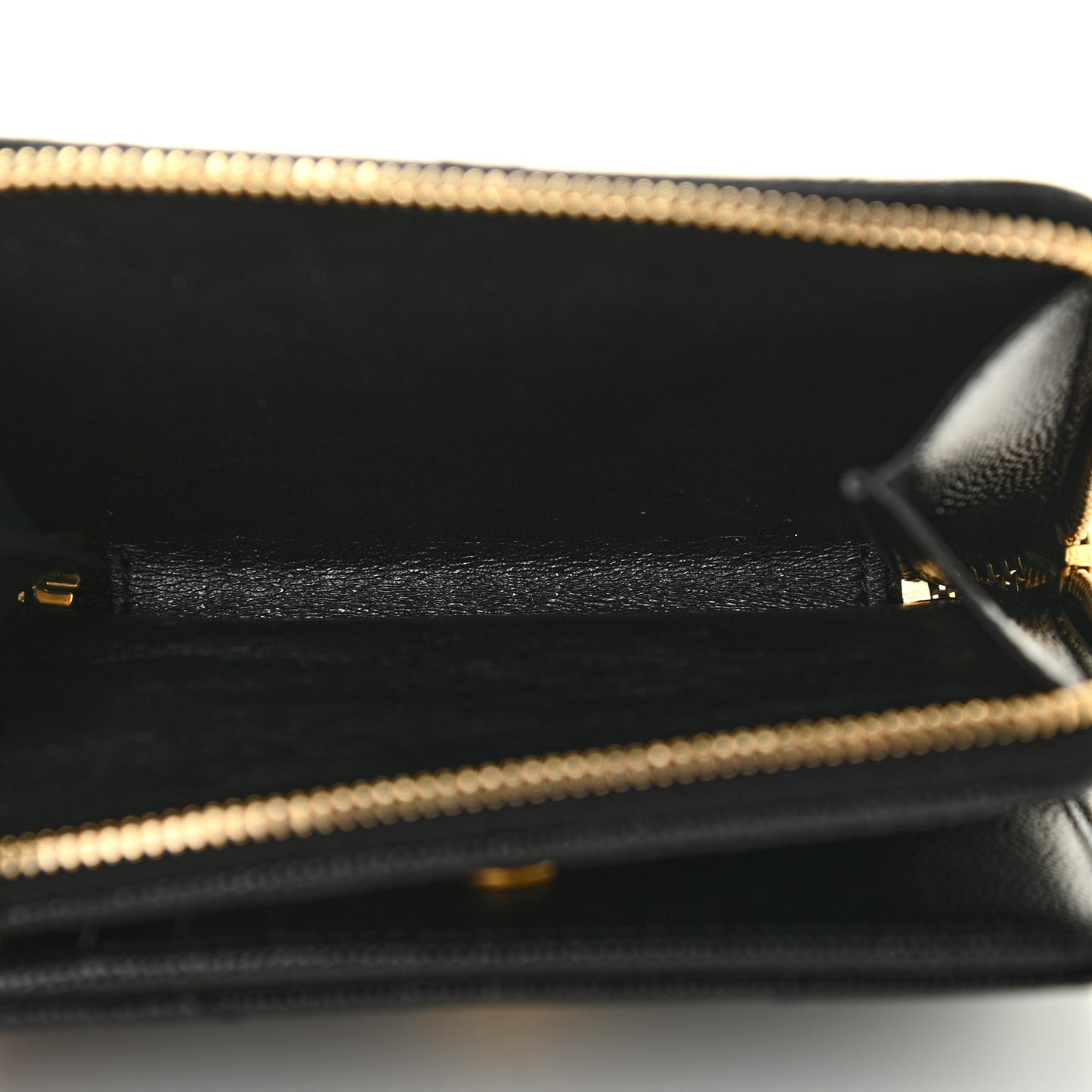 Grain De Poudre Matelasse Chevron Monogram Compact Zip Around Wallet Black