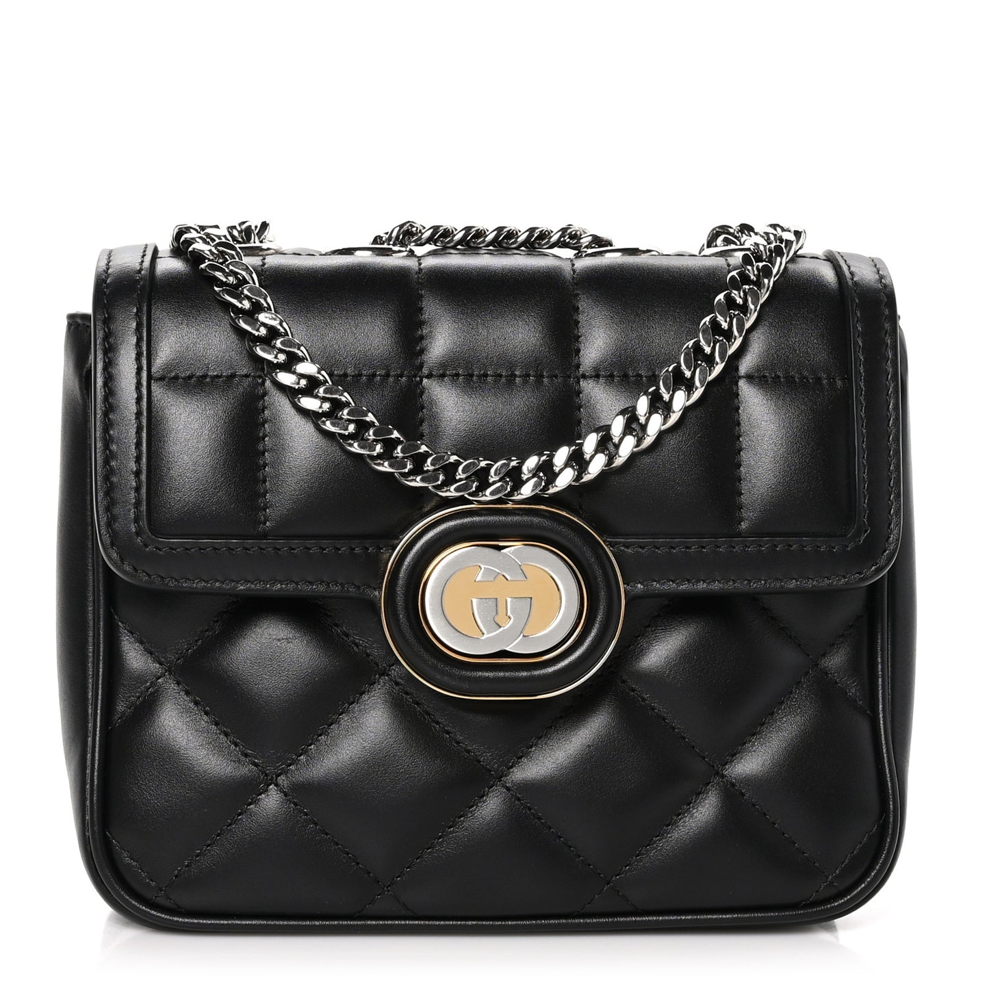 Calfskin Quilted Mini Deco Shoulder Bag Black