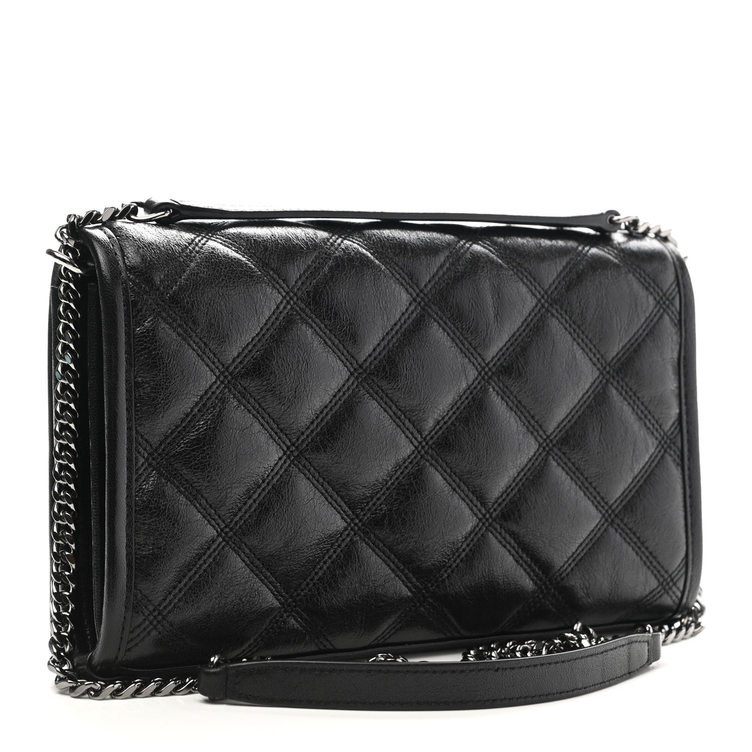 Saint Laurent Lambskin Diamond Quilted Becky Chain Wallet Black 3 of 9