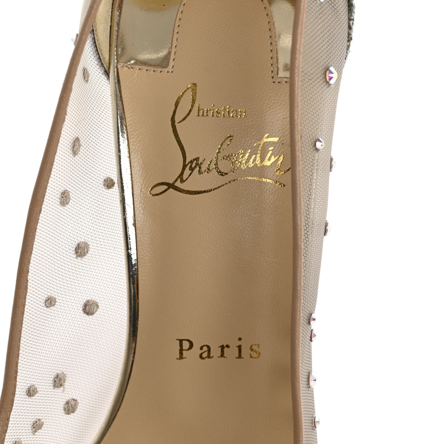 Christian Louboutin Rete Glitter Solaria Mini Specchio Strass Follies 100 Pumps 38.5 Pearl 7 of 8