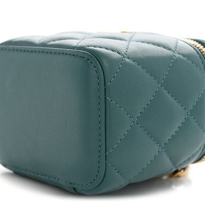 Chanel Lambskin Quilted Top Handle Mini Vanity Case With Chain Green 10 of 10