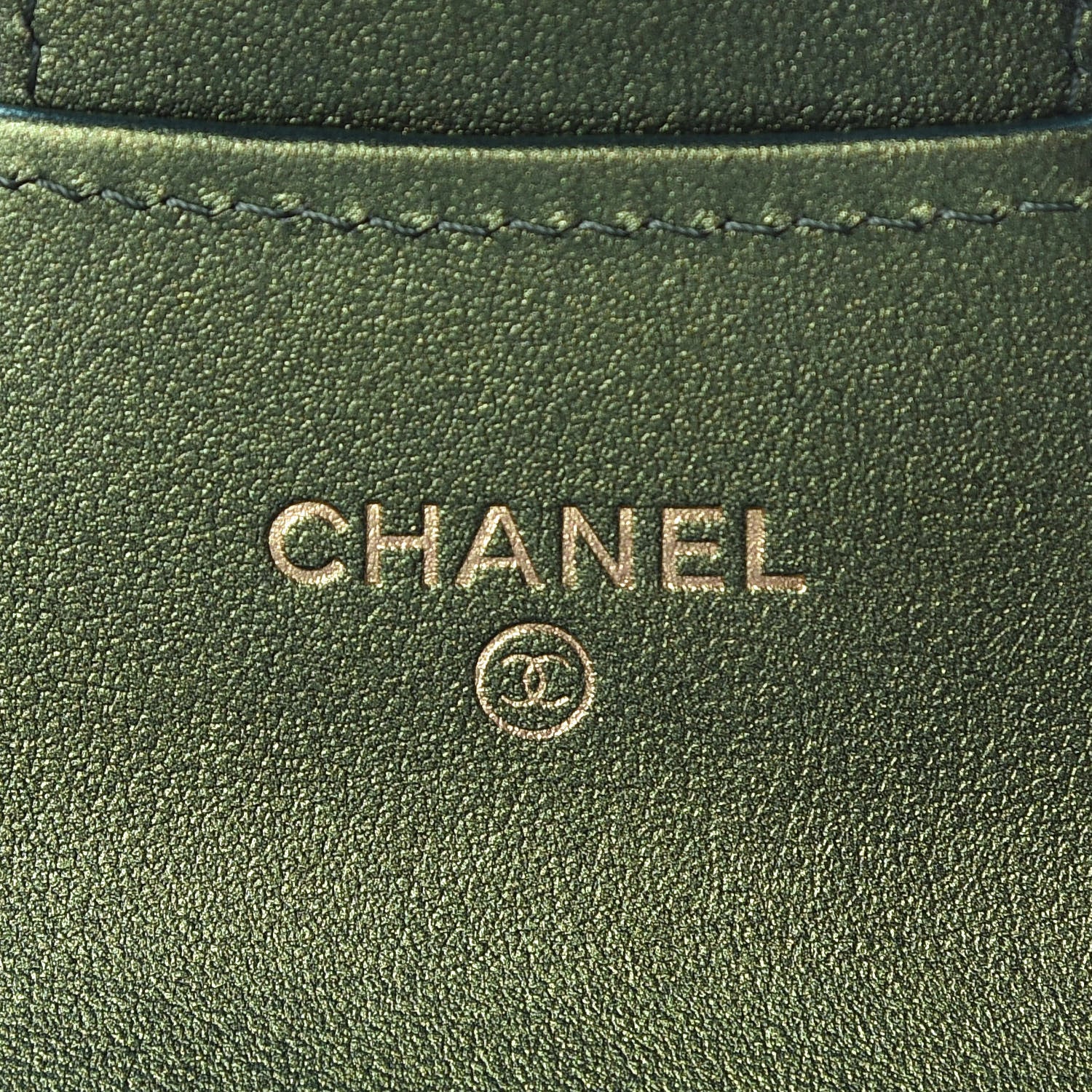 Chanel Glittered Aged Calfskin Quilted Reissue Flap Card Holder Wallet Holder Green 6 of 9