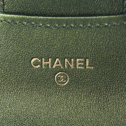 Chanel Glittered Aged Calfskin Quilted Reissue Flap Card Holder Wallet Holder Green 6 of 9