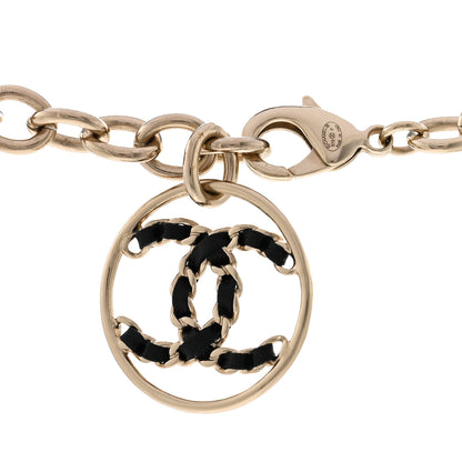 Chanel Lambskin Chain Logo Short Necklace Gold Black 5 of 6