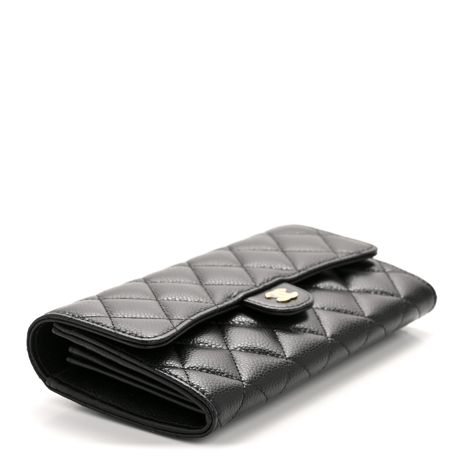 Chanel Caviar Quilted Large Gusset Flap Wallet Black 4 of 9