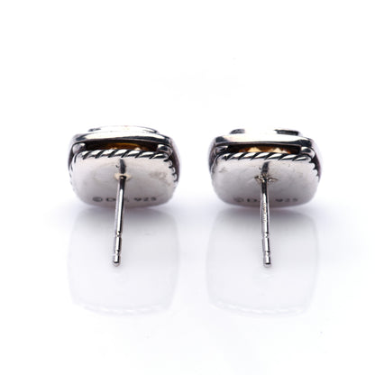 David Yurman Sterling Silver Diamond Citrine 7mm Petite Albion Earrings 4 of 5